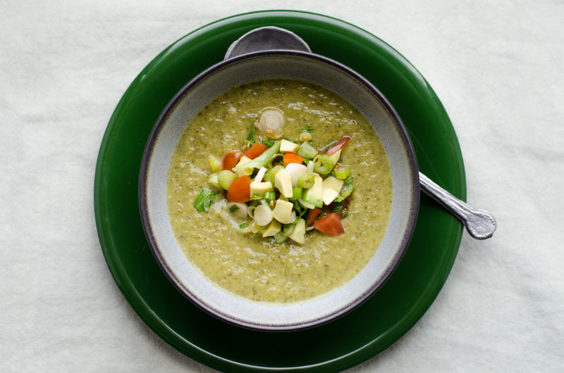 Asparagus Soup with Avocado Salsa by Trish Deseine