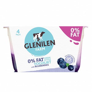 Glenilen Farm 0% Fat Greek Style Yoghurt with Blueberries 4x125g