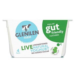 Glenilen Farm Live Unsweetened Natural Yoghurt 4x125g