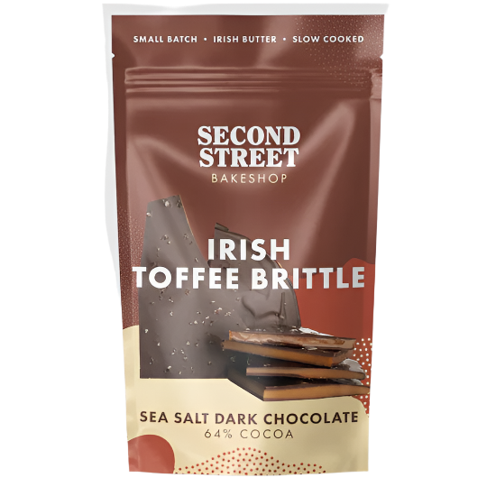 Second Street Bakeshop Irish Toffee Brittle Sea Salt Dark Chocolate 64% Cocoa 90g