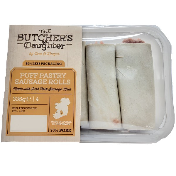 The Butcher&#39;s Daughter Puff Pastry Irish Pork Sausage Rolls 335g