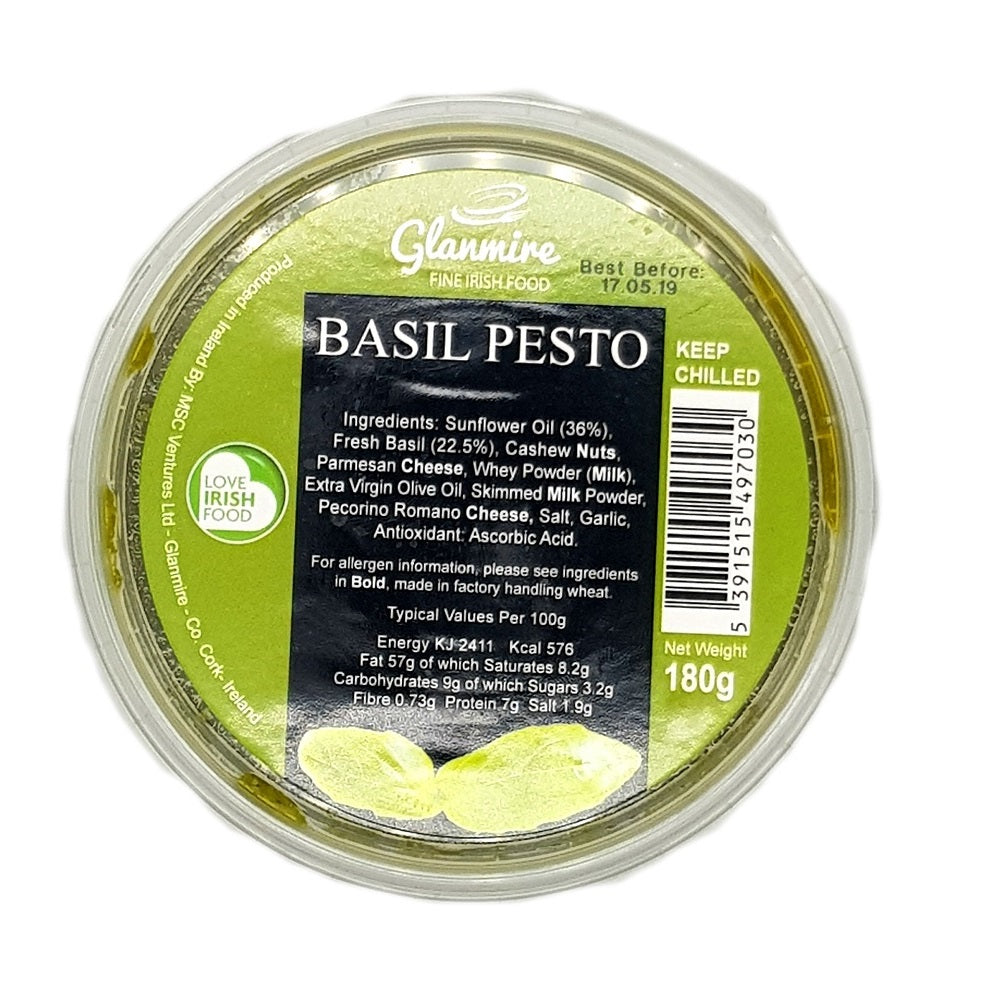 Glanmire Fine Irish Food Basil Pesto 180g Ardkeen Quality Food Store