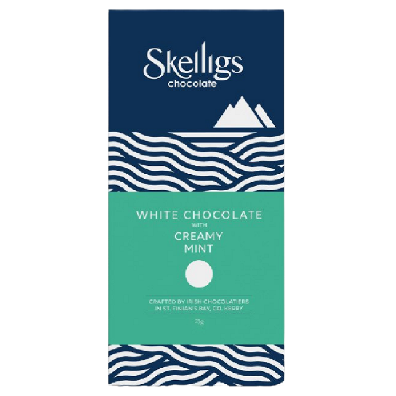 Skelligs Chocolate White Chocolate with Creamy Mint 75g - Ardkeen Quality  Food Store
